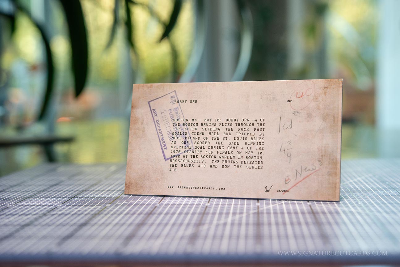 Bobby Orr Boston Bruins "The Night Orr Soared" AP Wirephoto Tallboy Signature Cut Card