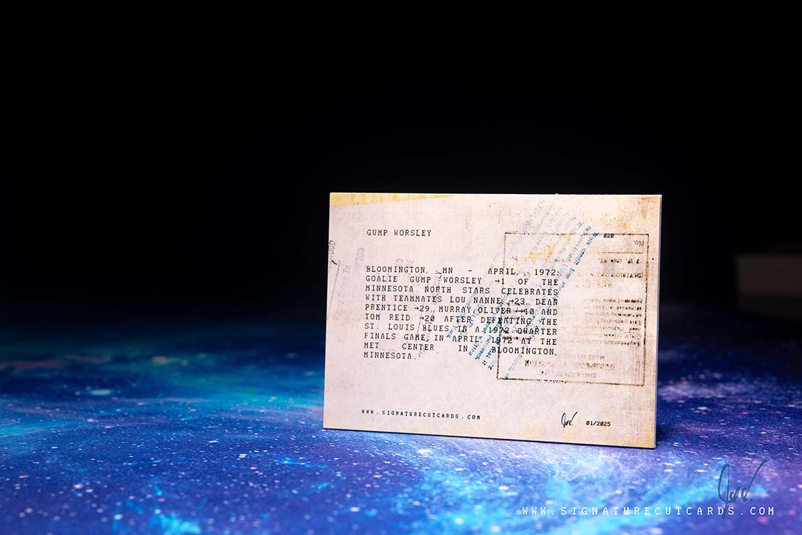 Gump Worsley Minnesota North Stars AP Wirephoto Signature Cut Card