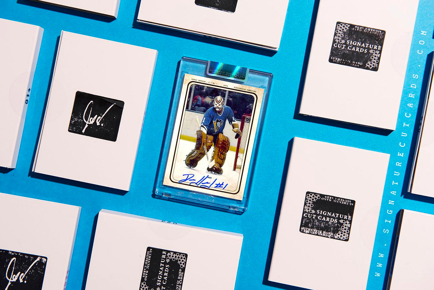 Denis Herron Pittsburgh Penguins AP Wirephoto Authentic Hand Signed Card #'d /10