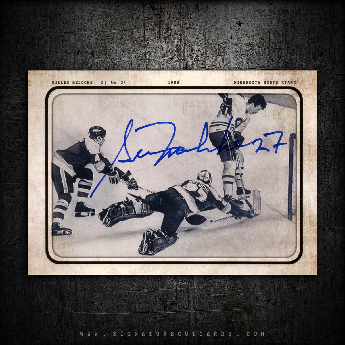 Gilles Meloche Minnesota North Stars AP Wirephoto Authentic Hand Signed Card