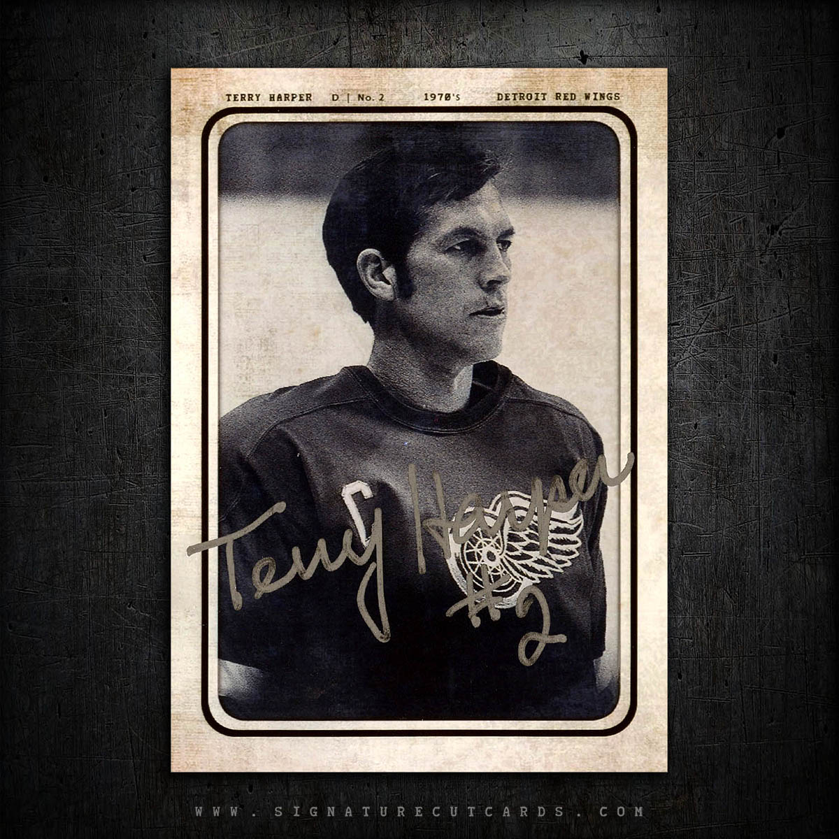 Terry Harper Detroit Red Wings AP Wirephoto Authentic Hand Signed Card