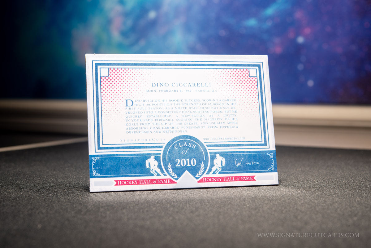 Dino Ciccarelli Minnesota North Stars HHOF Class of Signature Cut Card