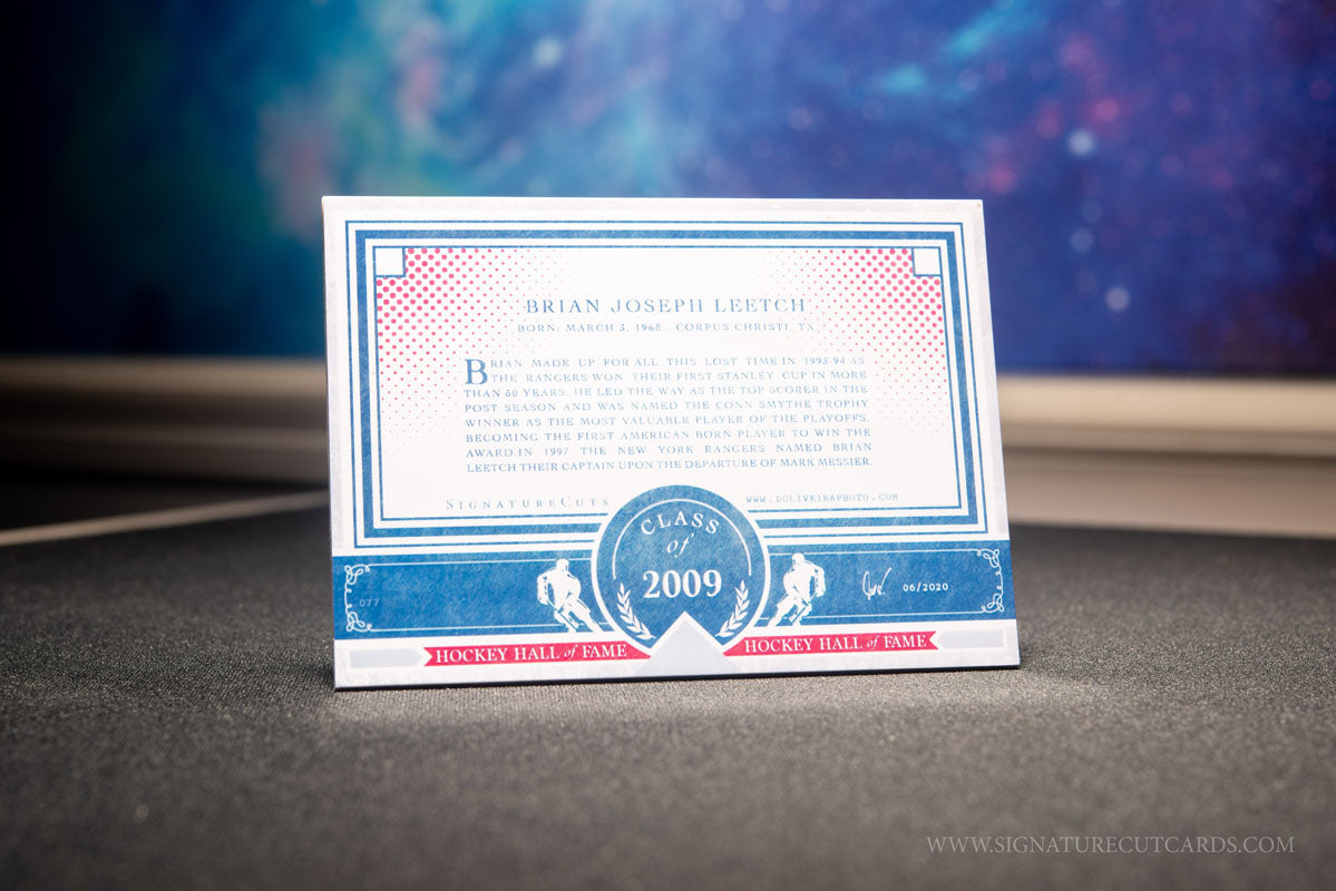 Brian Leetch New York Rangers HHOF Class of Signature Cut Card