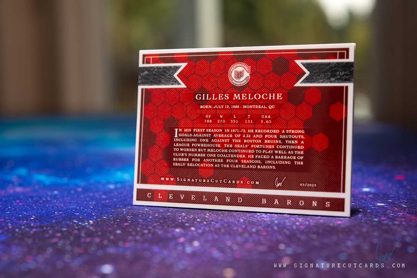 Gilles Meloche Cleveland Barons Expansion Era Signature Cut Card