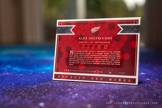 Alex Delvecchio Detroit Red Wings Signature Cut Card Back