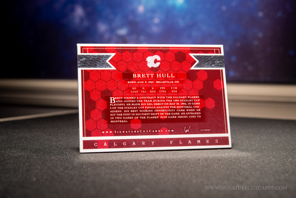 Brett Hull Calgary Flames Expansion Era Signature Cut Card