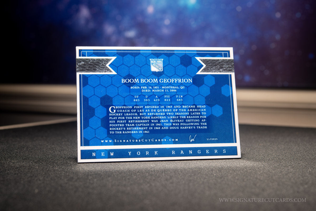 Boom Boom Geoffrion New York Rangers Expansion Era Signature Cut