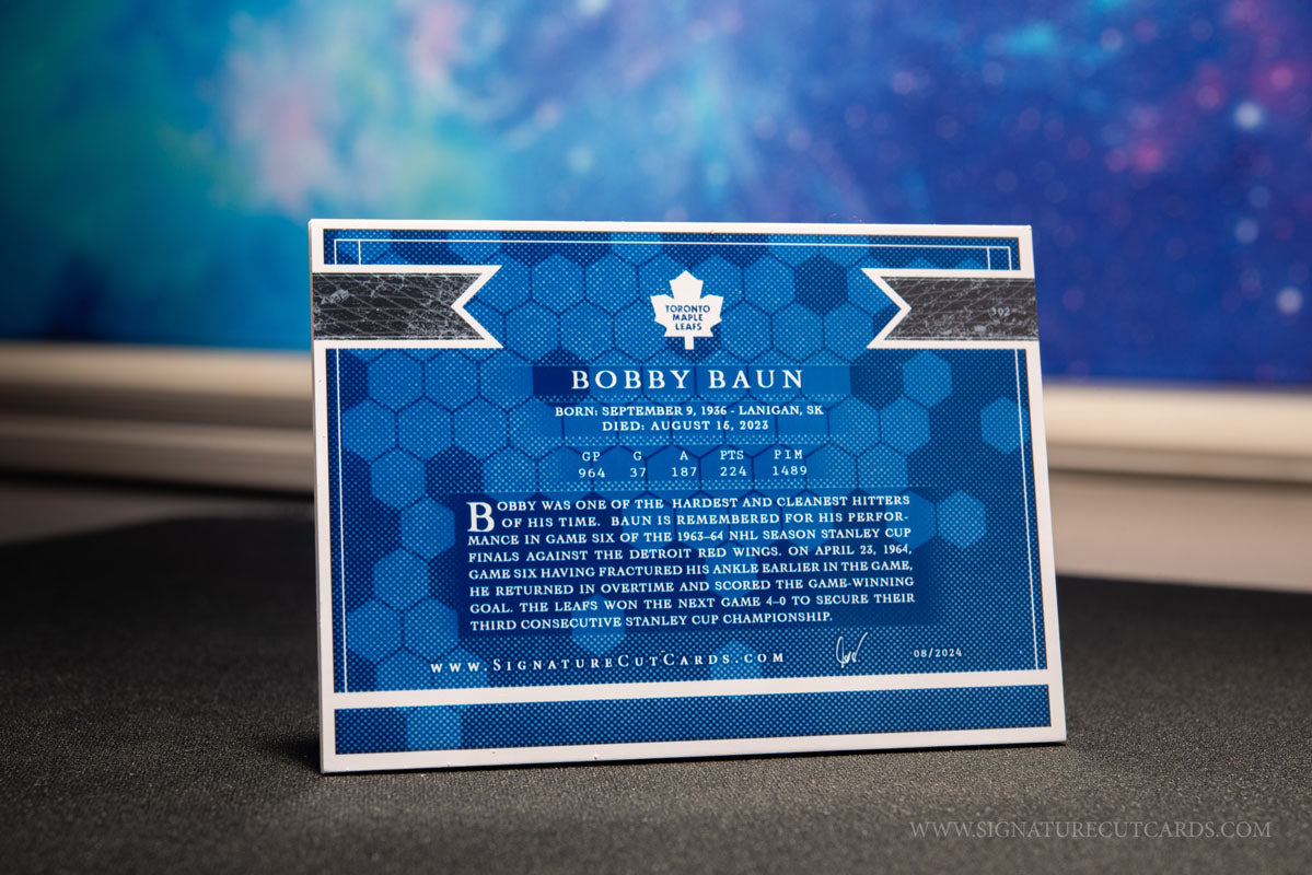 Bobby Baun Toronto Maple Leafs Expansion Era Signature Cut Card