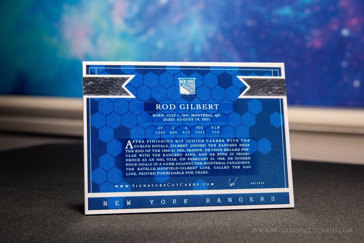 Rod Gilbert New York Rangers Expansion Era Signature Cut Card