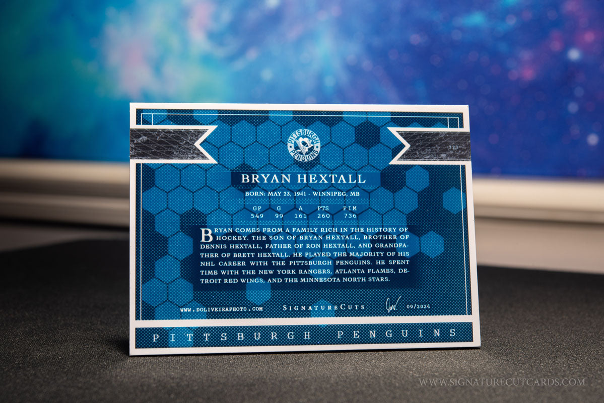 Bryan Hextall Jr. Pittsburgh Penguins Expansion Era Signature Cut Card