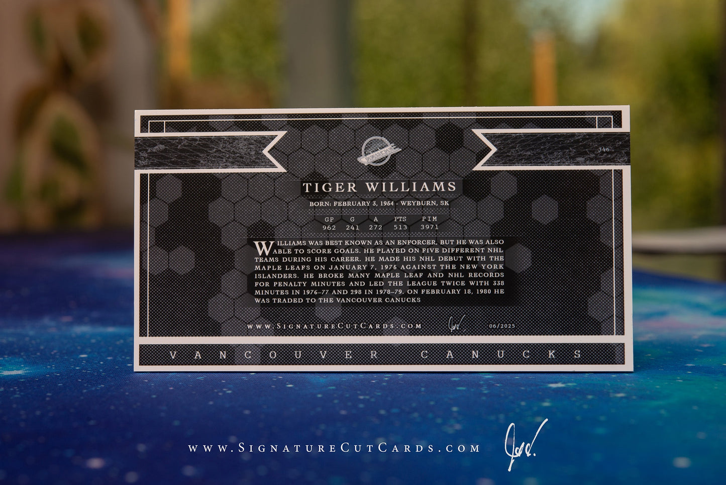 Tiger Williams Vancouver Canucks Expansion Era Signature Cut Card