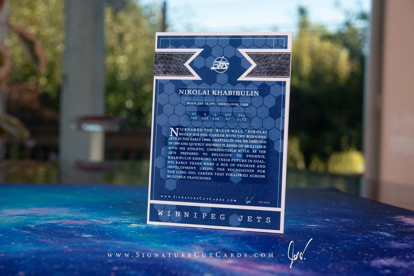 Nikolai Khabibulin Winnipeg Jets Expansion Era Signature Cut Card *Large