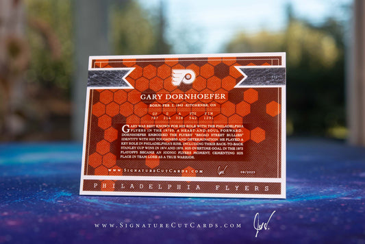 Gary Dornhoefer Philadelphia Flyers Expansion Era Signature Cut Card