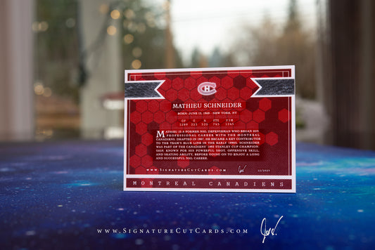 Mathieu Schneider Montreal Canadiens Signature Cut Card Back