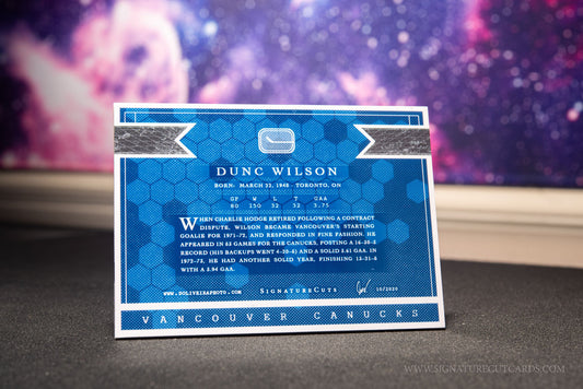 Dunc Wilson Vancouver Canucks Signature Cut Card Back
