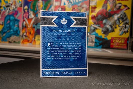 Borje Salming Toronto Maple Leafs Signature Cut Card Back