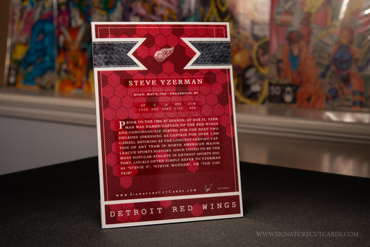 Steve Yzerman Detroit Red Wings Signature Cut Card Back