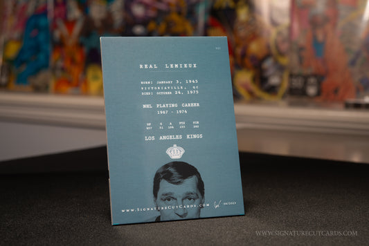 Real Lemieux Los Angeles Kings Signature Cut Card Back