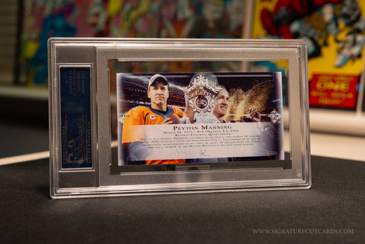 Peyton Manning Denver Broncos Signature Cut Card Back