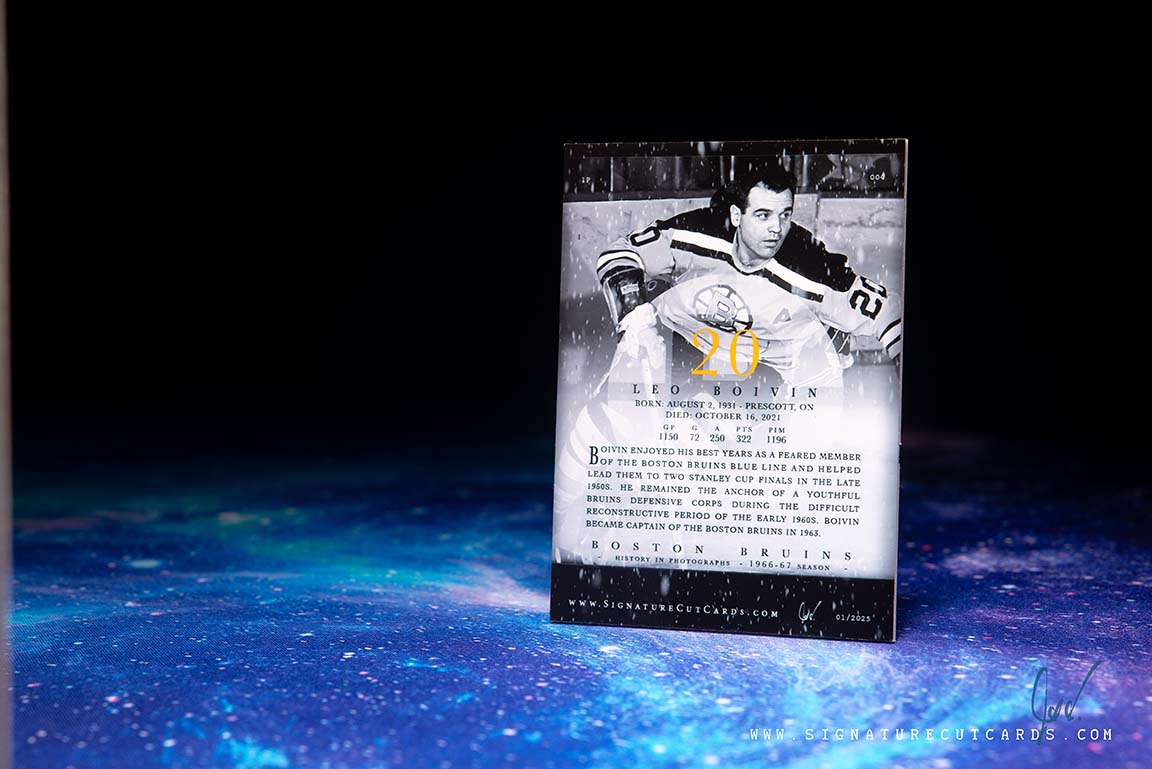 Leo Boivin Boston Bruins History in Photographs Signature Cut Card