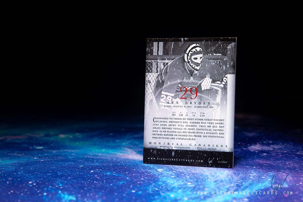 Ken Dryden Montreal Canadiens History in Photographs Signature Cut Card