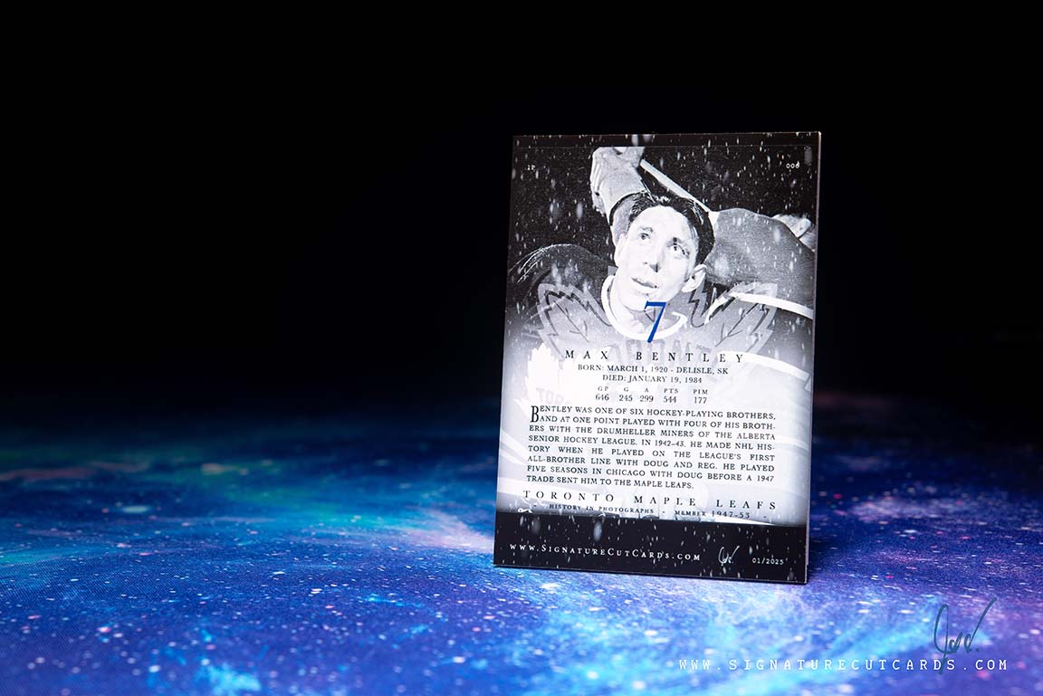 Max Bentley Toronto Maple Leafs History in Photographs Signature Cut Card