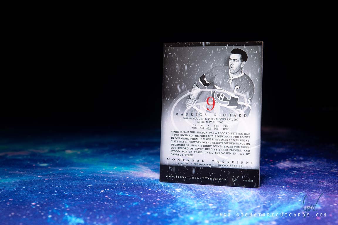 Maurice Richard Montreal Canadiens History in Photographs Signature Cut Card