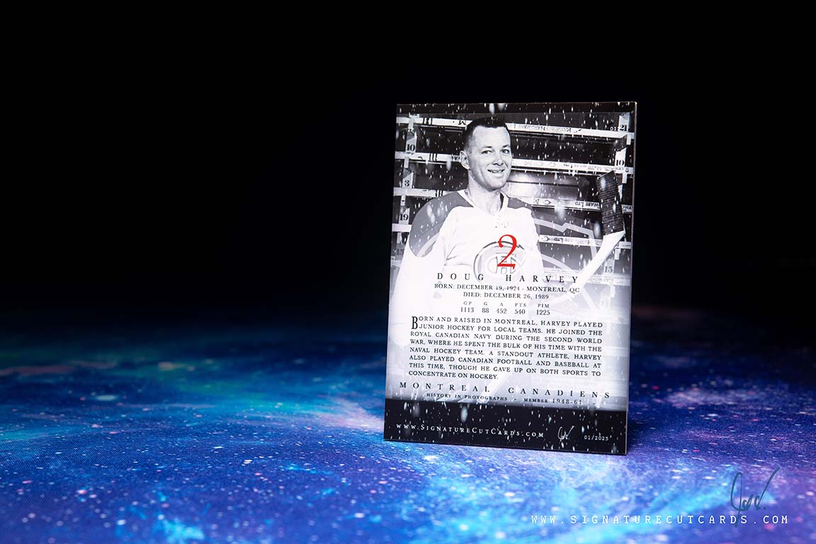 Doug Harvey Montreal Canadiens History in Photographs Signature Cut Card