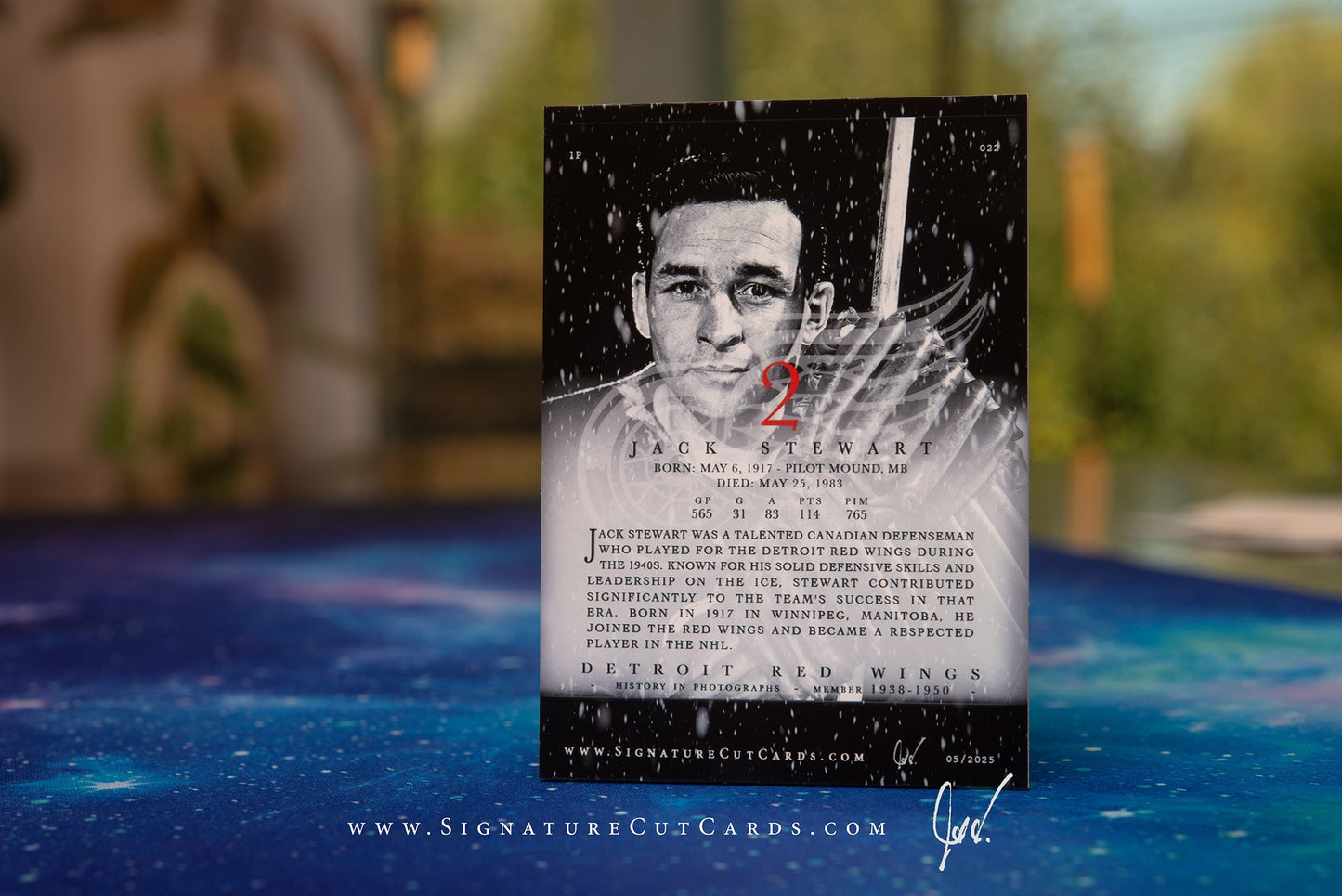 Jack Stewart Detroit Red Wings History in Photographs Signature Cut Card