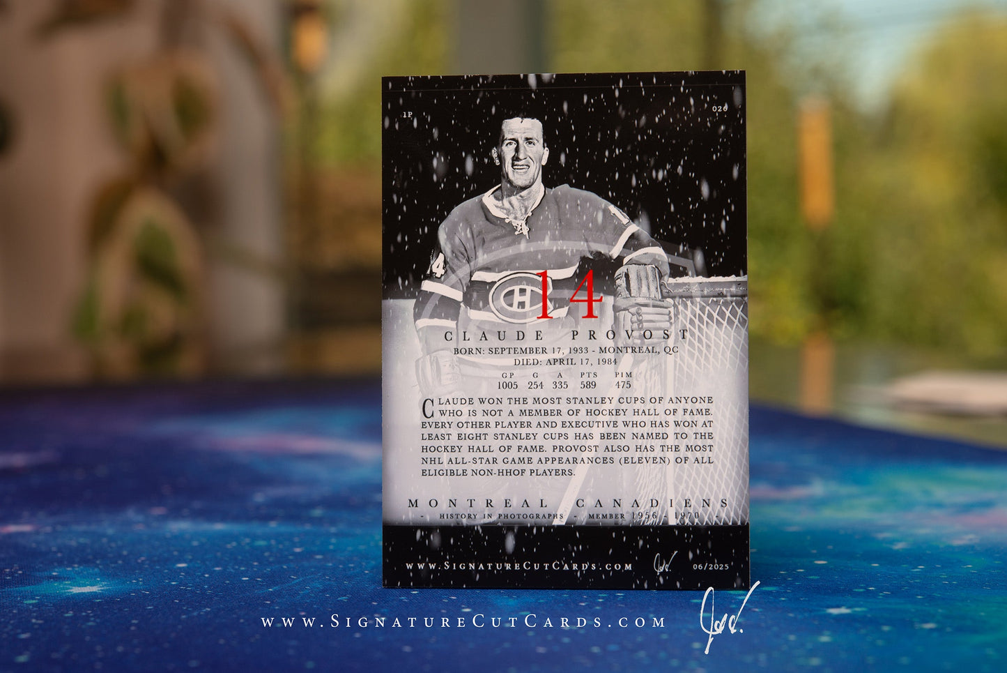 Claude Provost Montreal Canadiens History in Photographs Signature Cut Card