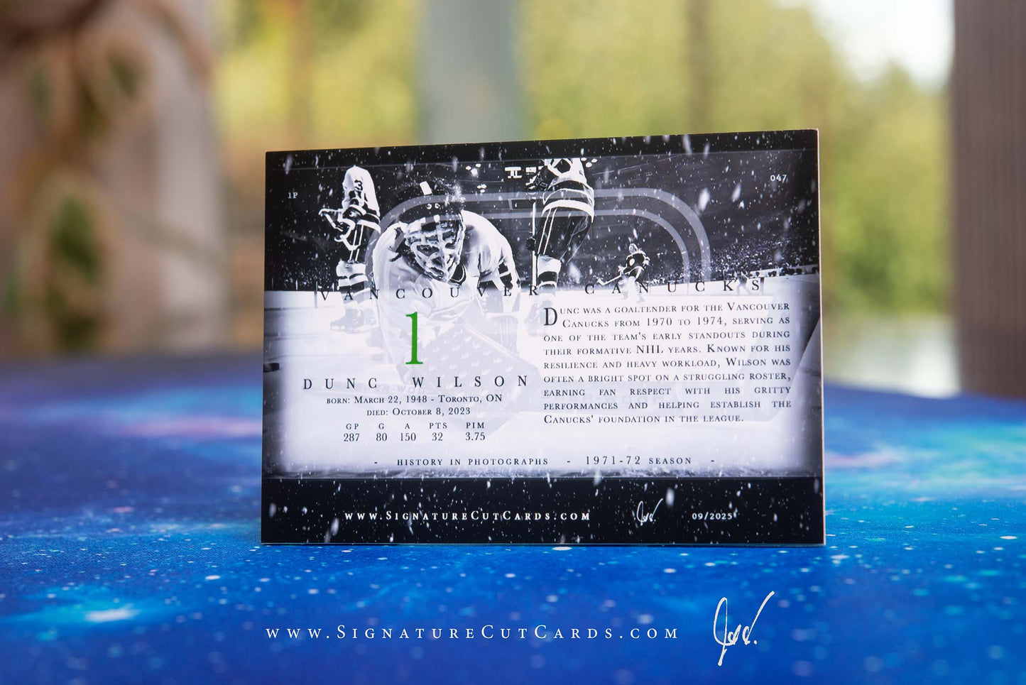 Dunc Wilson Vancouver Canucks History in Photographs Signature Cut Card