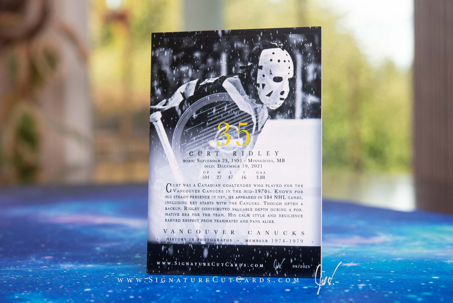 Curt Ridley Vancouver Canucks History in Photographs Signature Cut Card