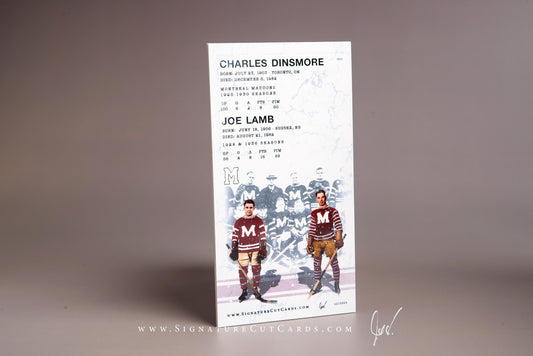 Charles Dinsmore & Joe Lamb Montreal Maroons Signature Cut Tallboy Card Back