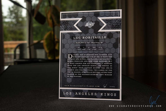 Luc Robitaille Los Angeles Kings Signature Cut Card Back