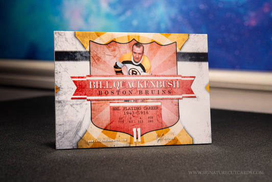 Bill Quackenbush Boston Bruins Signature Cut Card Back