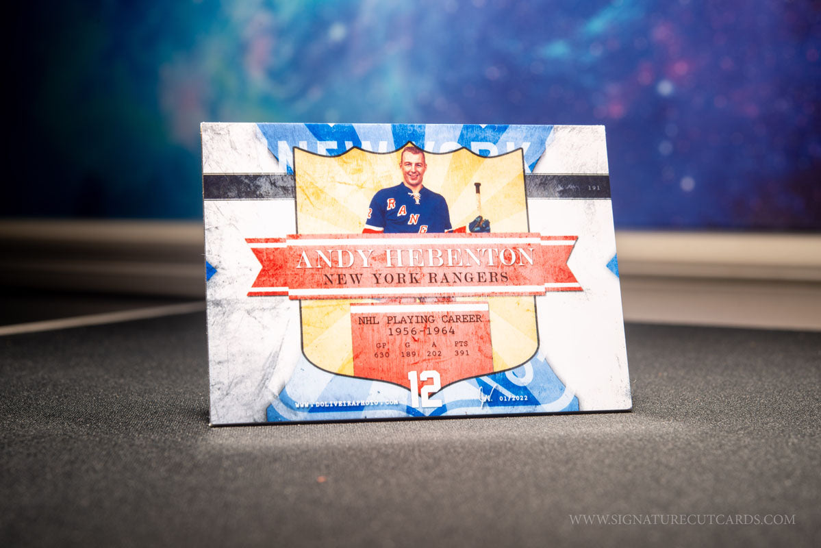 Andy Hebenton New York Rangers Vintage Signature Cut Card