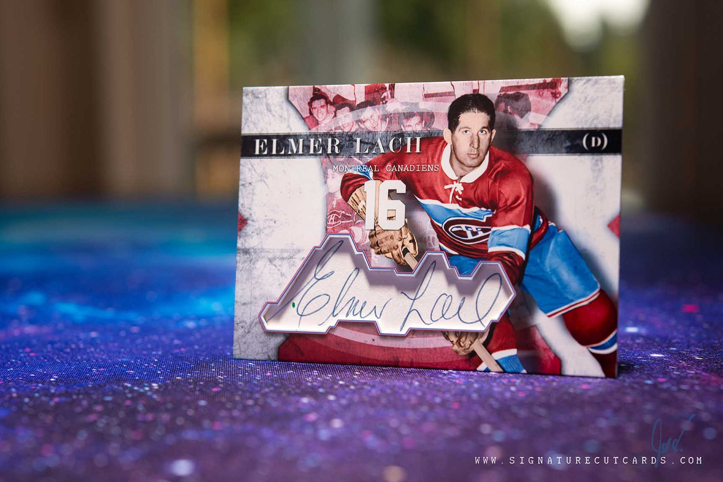 Elmer Lach Montreal Canadiens Vintage Signature Cut Card