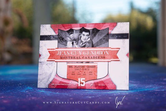 Jean-Guy Gendron Montreal Canadiens Signature Cut Card Back