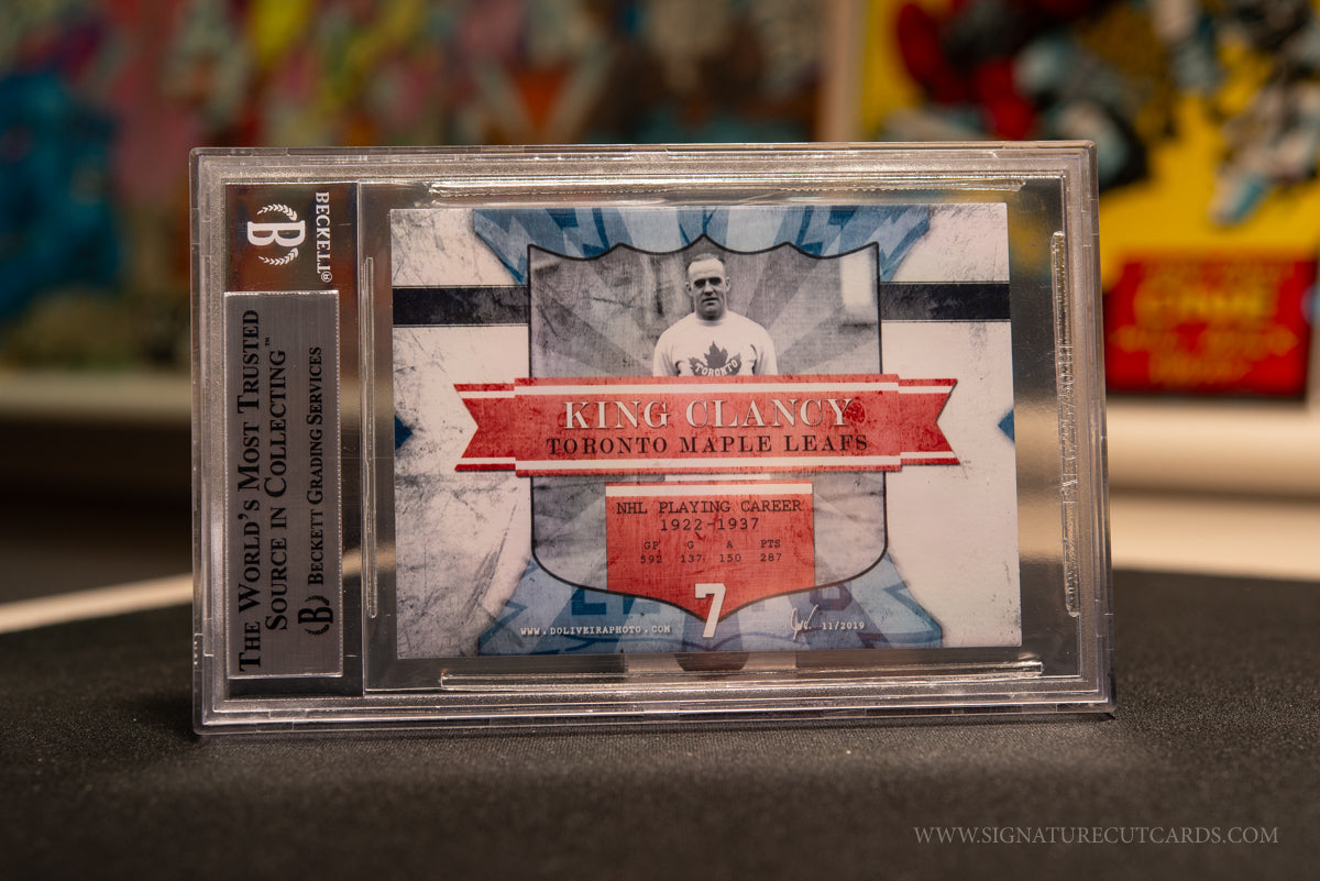 King Clancy Toronto Maple Leafs Vintage Signature Cut Card Slabbed by Beckett