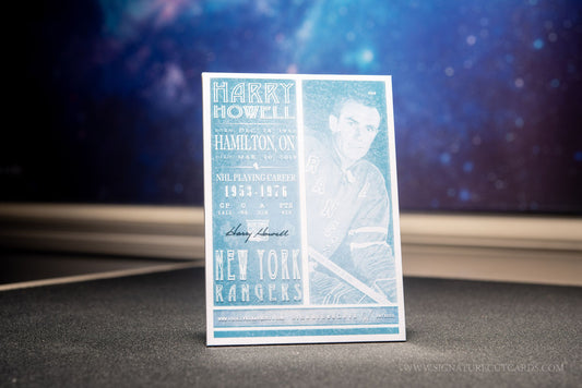 Harry Howell New York Rangers Signature Cut Card Back