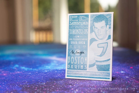 Ed Sandford Boston Bruins Signature Cut Card Back
