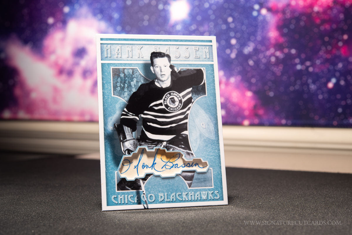 Hank Bassen Chicago Blackhawks Signature Cut Card Autograph