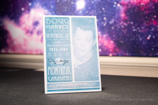 Doug Harvey Montreal Canadiens Signature Cut Card Back