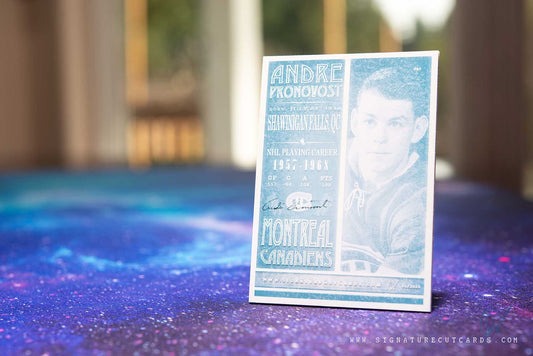 Andre Pronovost Montreal Canadiens Signature Cut Card Back