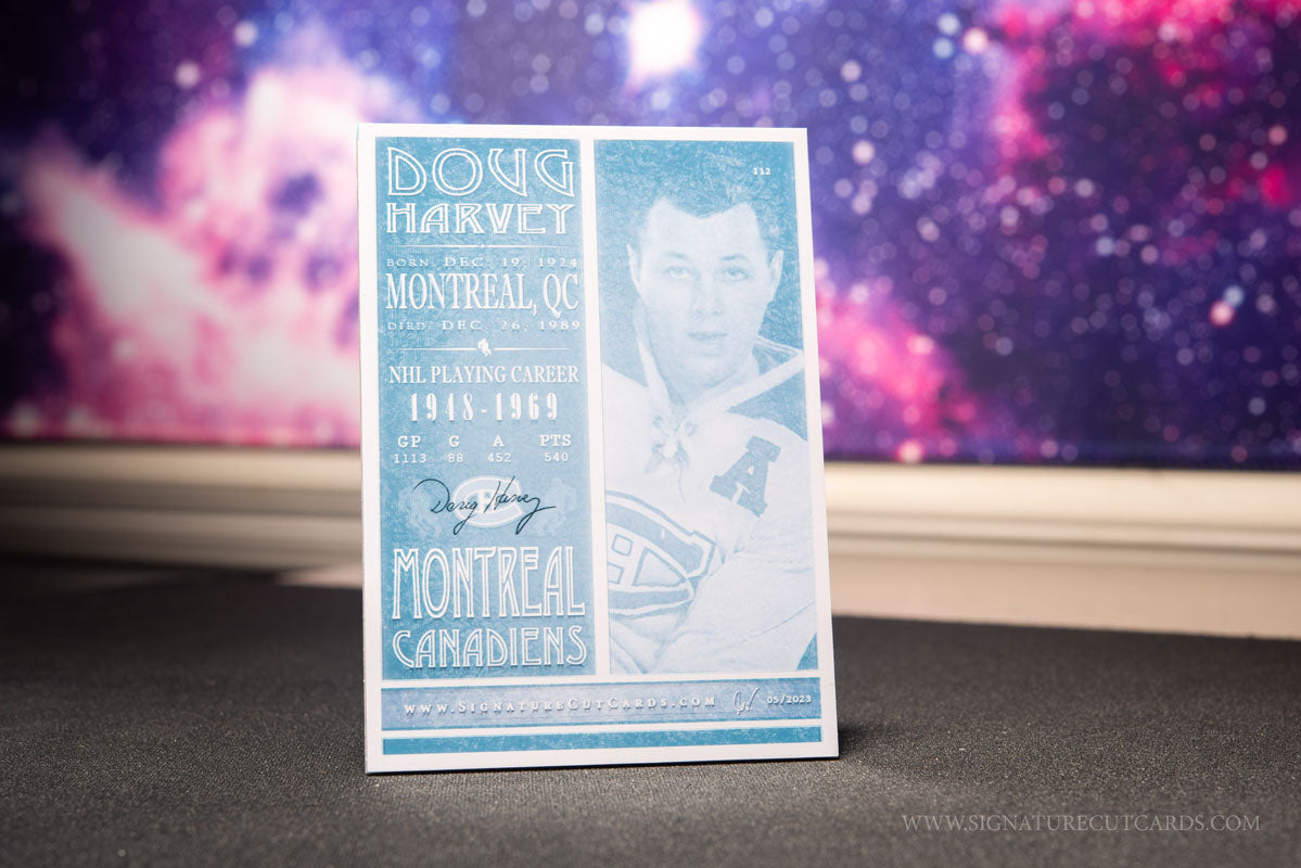 Doug Harvey Montreal Canadiens Vintage Signature Cut Card