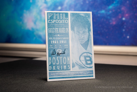 Phil Esposito Boston Bruins Signature Cut Card Back