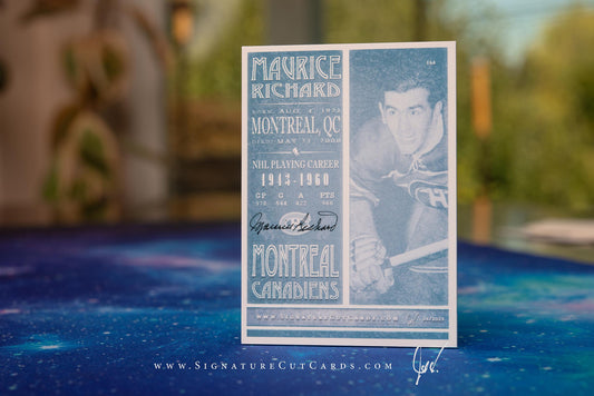 Maurice Richard Montreal Canadiens Signature Cut Card Back