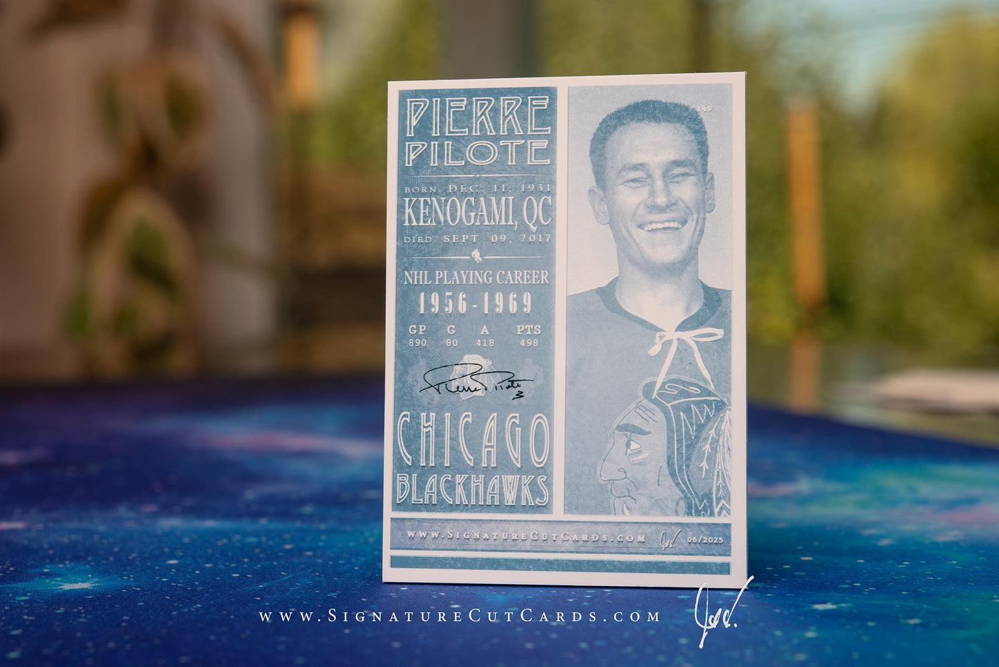Pierre Pilote Chicago Blackhawks Vintage Signature Cut Card