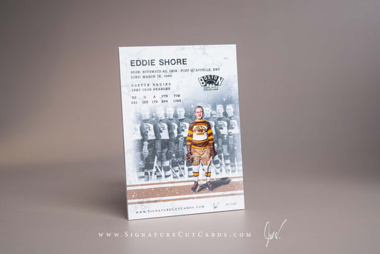Eddie Shore Boston Bruins Signature Cut Card Back
