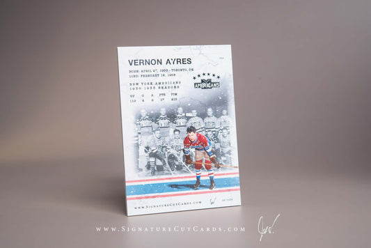 Vernon Ayres New York Americans Signature Cut Card Back